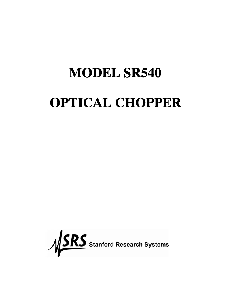 Page 1 de la notice Manuel utilisateur SRS SR540