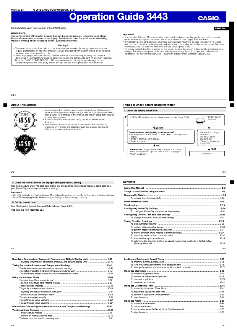 Page n°1 - Manuel utilisateur Casio 3443