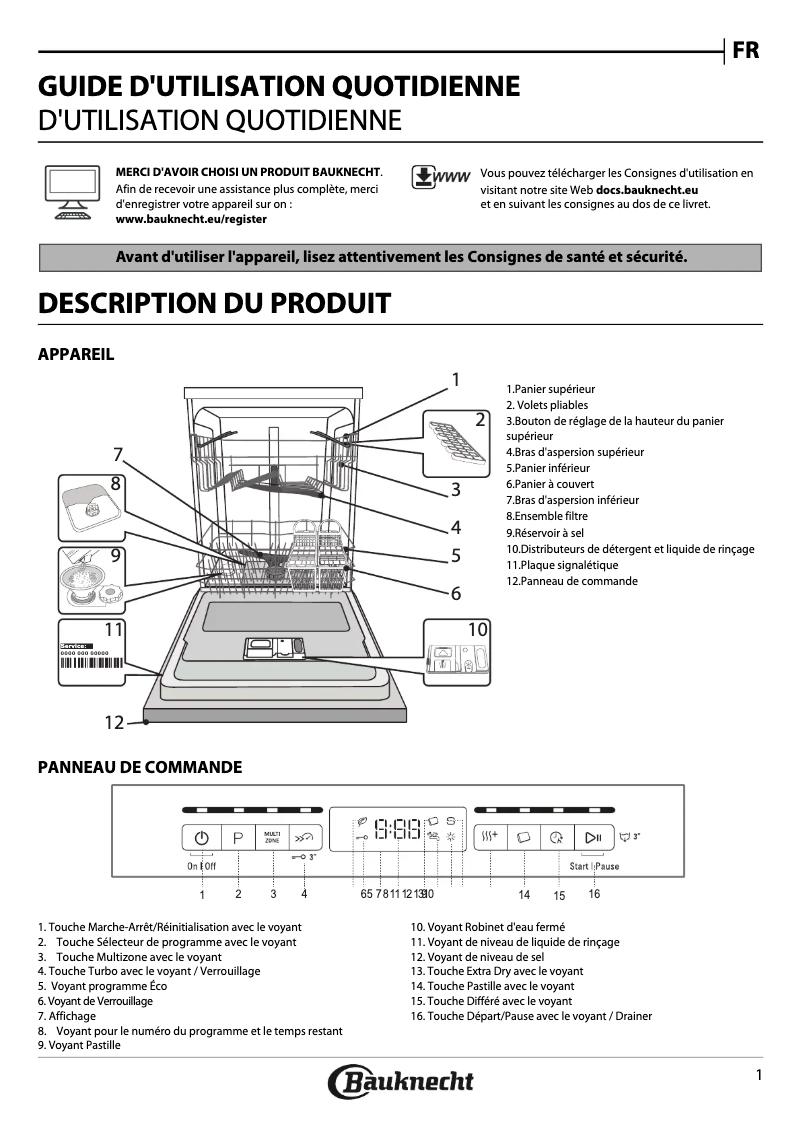 Page 1 de la notice Manuel utilisateur Bauknecht BUO 3T332 X