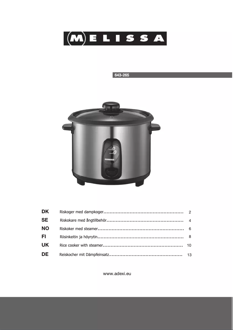 Page 1 de la notice Manuel utilisateur Melissa 643265