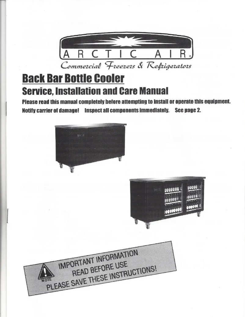 Page 1 de la notice Manuel utilisateur Arctic Air ABB72G