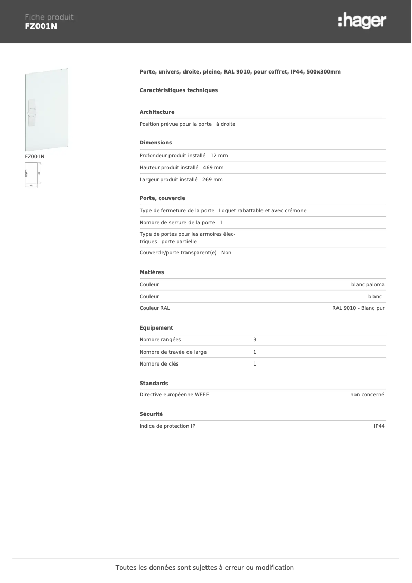 Image de la première page du manuel de l'appareil FZ001N