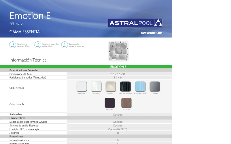 Page n°1 - Fiche technique AstralPool Emotion E