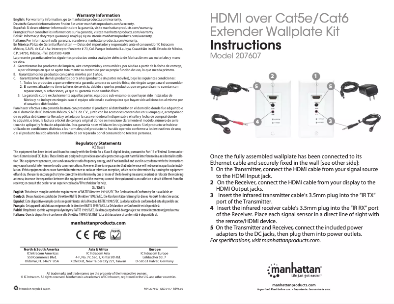 Page 1 de la notice Manuel utilisateur Manhattan 207607