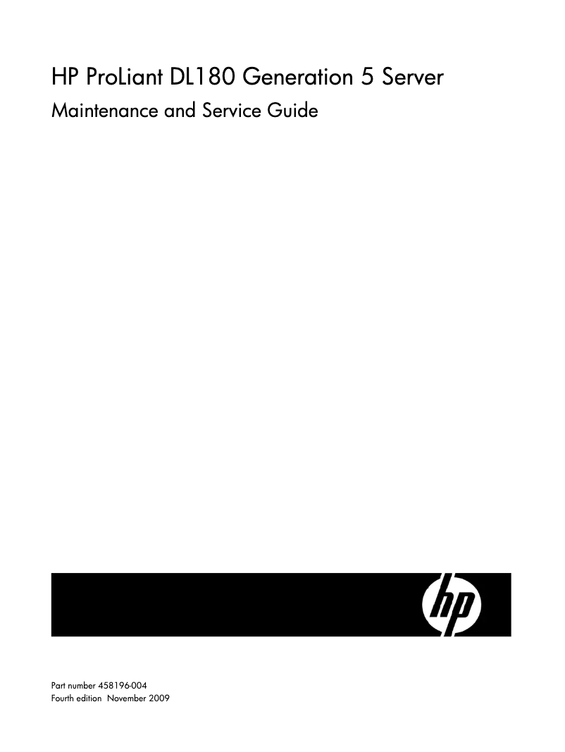 Page n°1 - Manuel utilisateur HP ProLiant DL180 G5