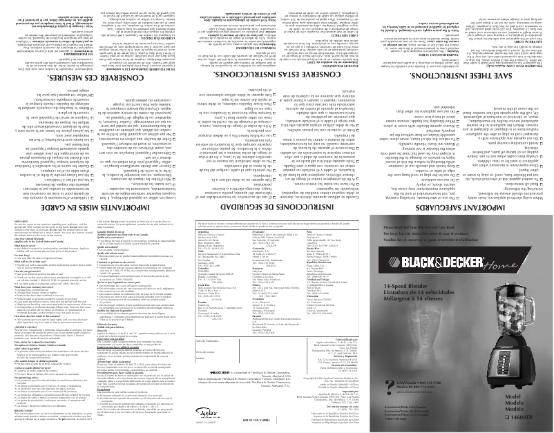 Image de la première page du manuel de l'appareil BLP14600TB