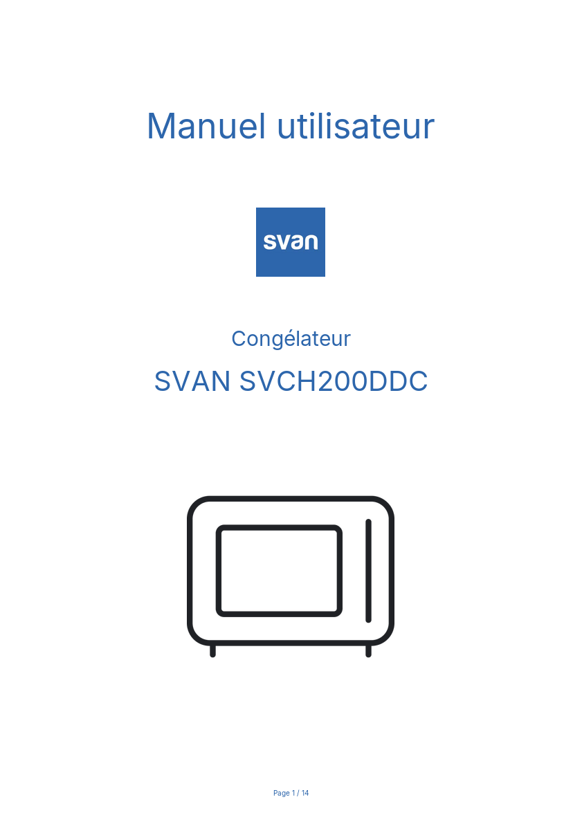 Page n°1 - Manuel utilisateur SVAN SVCH200DDC