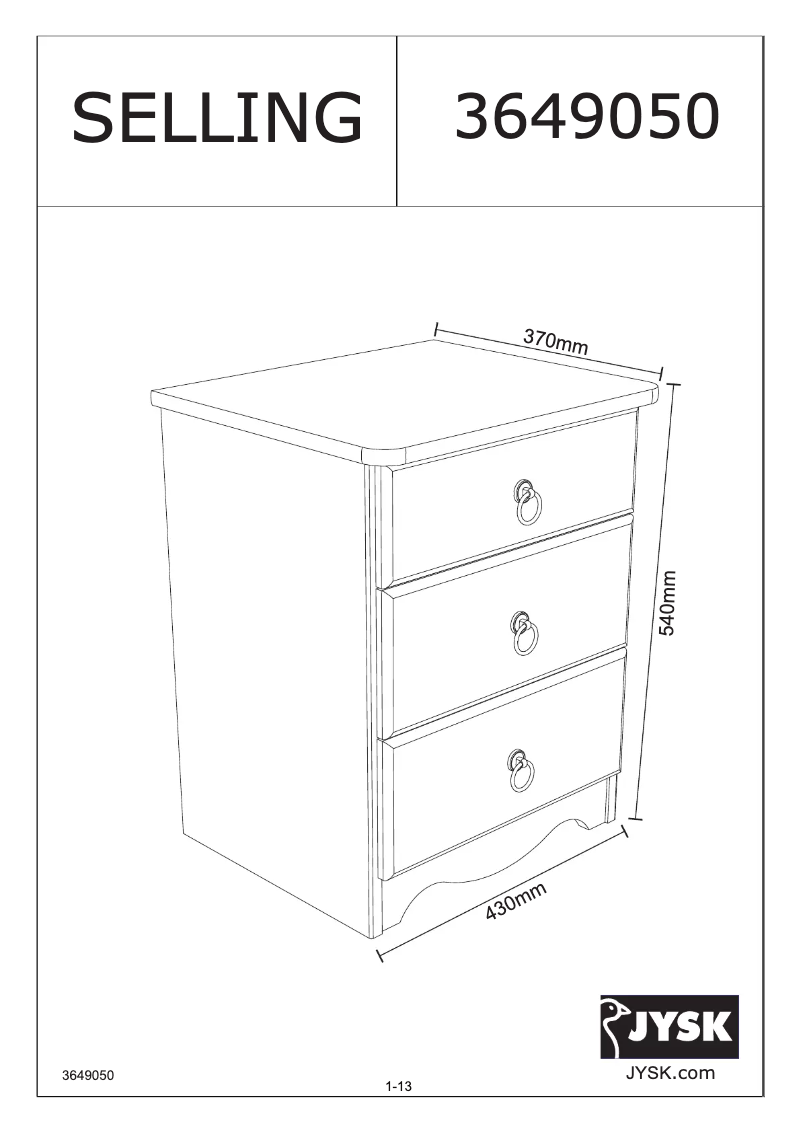 Page n°1 - Manuel utilisateur JYSK Selling (43x54x37)