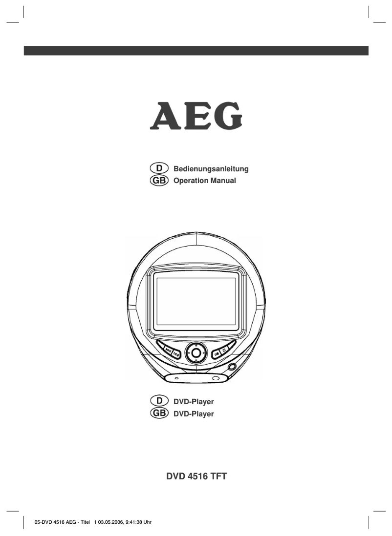 Page 1 de la notice Manuel utilisateur AEG DVD 4516 TFT