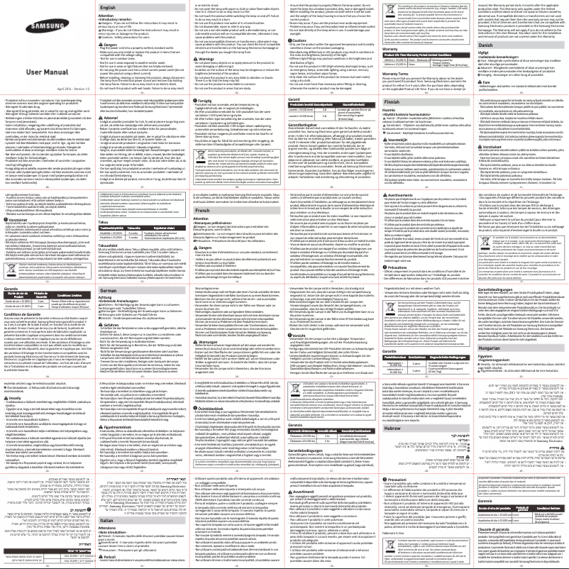 Page n°1 - Manuel utilisateur Samsung SI-I8W061140EU