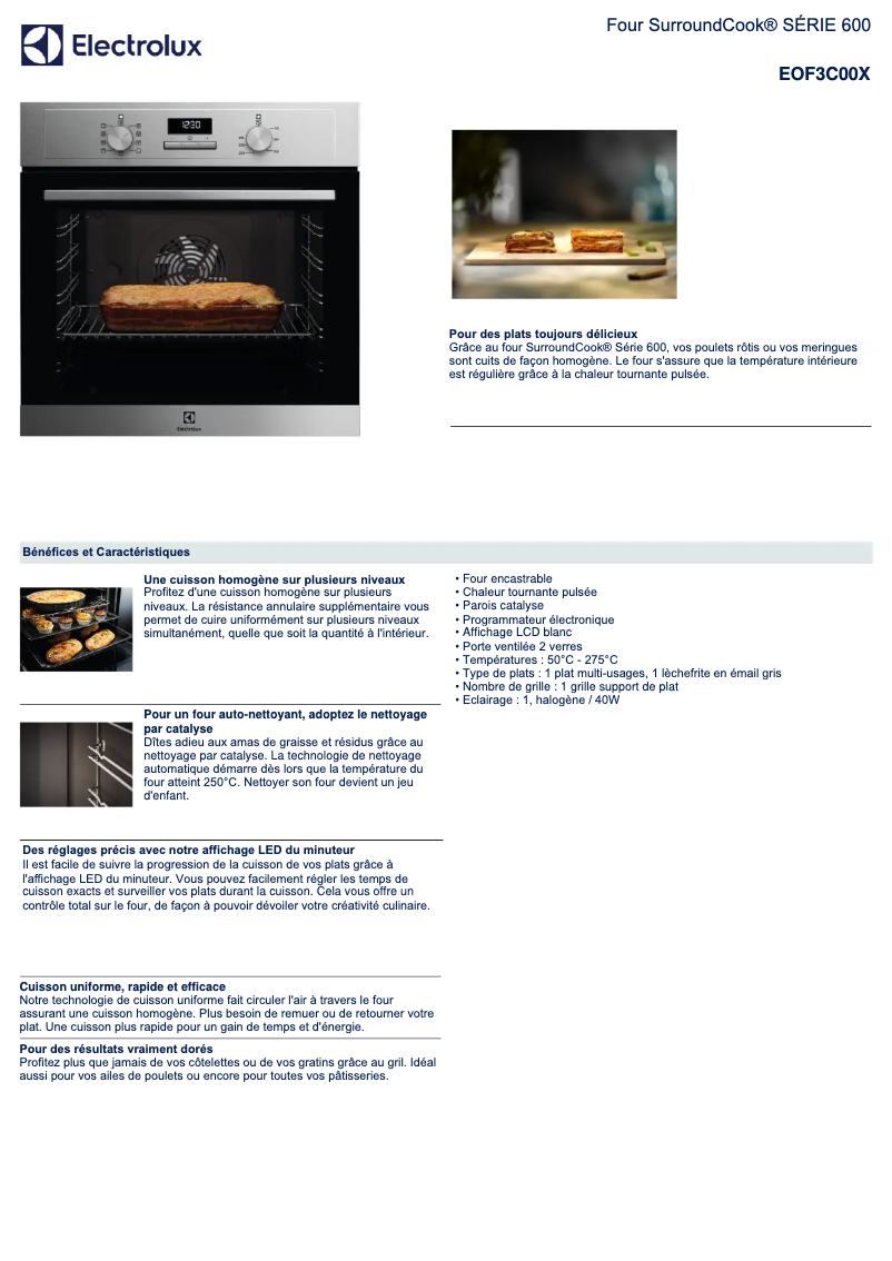 Page n°1 - Fiche technique Electrolux EOF3C00X
