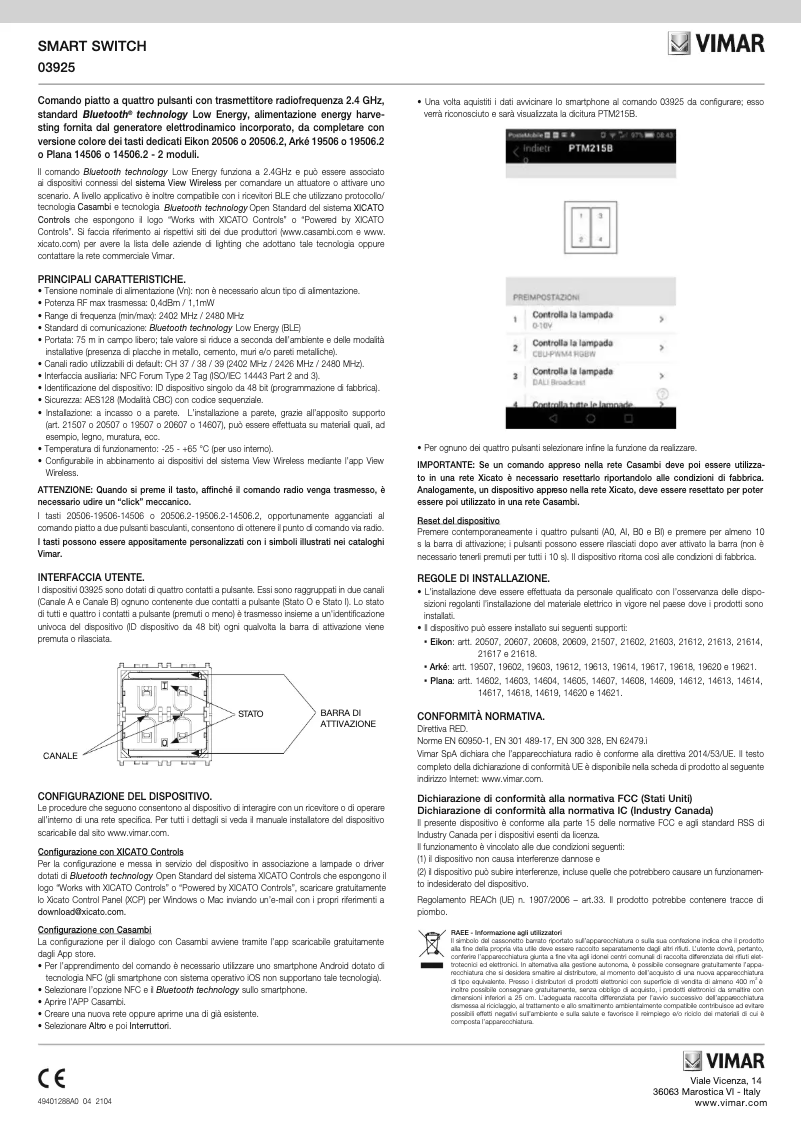 Page 1 de la notice Instructions / montage Vimar 03925