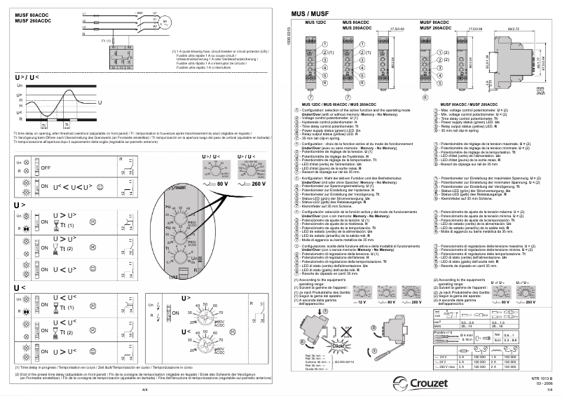 Page 1 de la notice Manuel utilisateur Crouzet MUSF 260ACDC