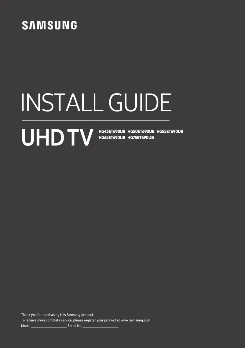 Page 1 de la notice Guide d'installation Samsung HG55ET690UB