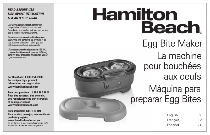 Page 1 de la notice Manuel utilisateur Hamilton Beach 25505