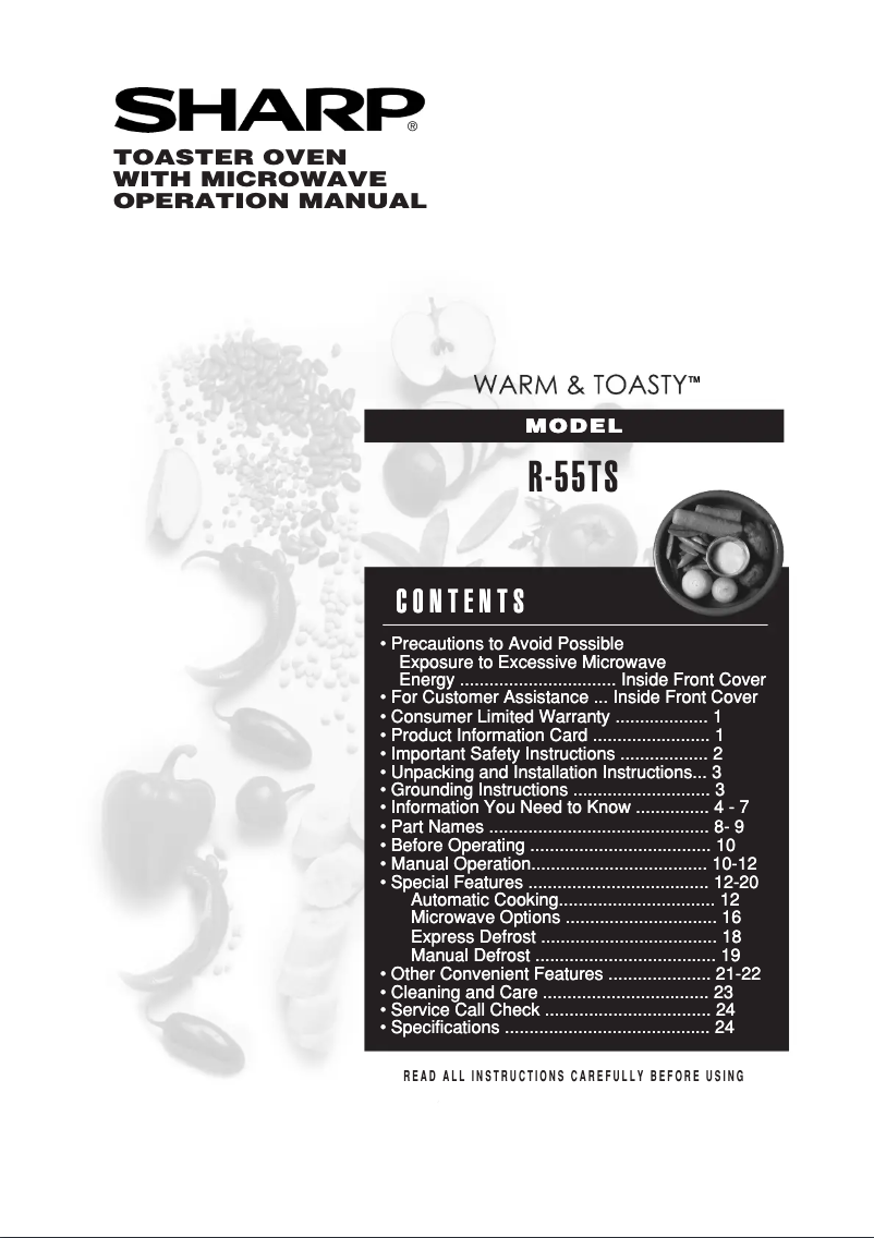 Page n°1 - Manuel utilisateur Sharp R-55TS