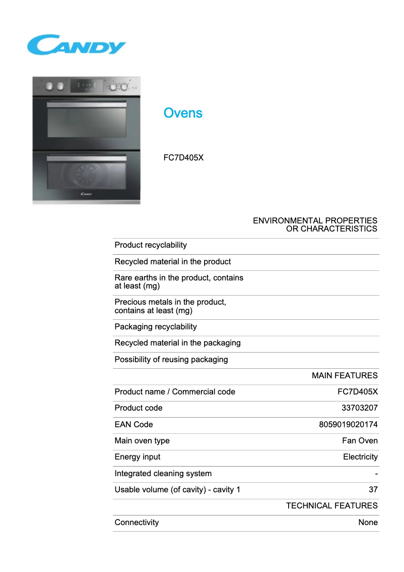 Image de la première page du manuel de l'appareil FC7D405X