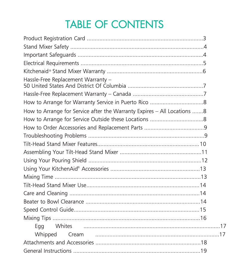 Page 1 de la notice Manuel utilisateur KitchenAid Stand mixer