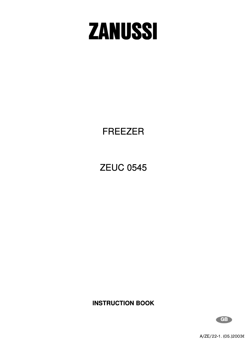 Page 1 de la notice Manuel utilisateur Zanussi ZEUC 0545