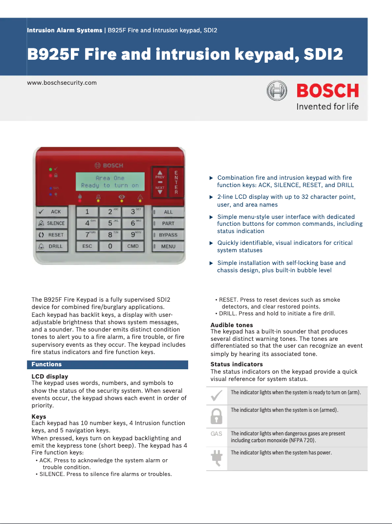 Page n°1 - Manuel utilisateur Bosch B925F