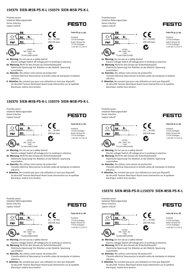 Page 1 de la notice Manuel utilisateur Festo SIEN-M5B-PS-K-L
