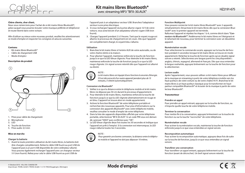 Imagen de la primera página del manual del dispositivo BFX-30.AUX