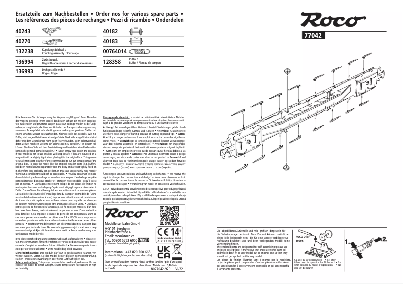 Page n°1 - Manuel utilisateur Roco 77042