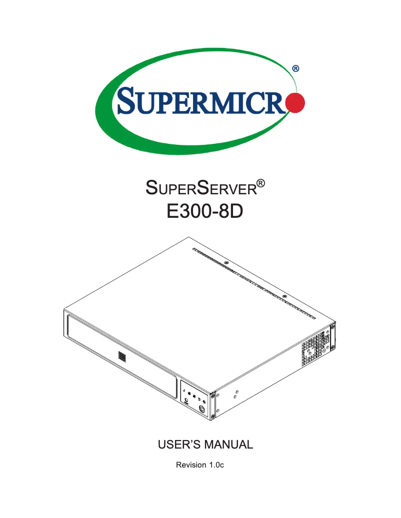 Page 1 de la notice Manuel utilisateur Supermicro SuperServer E300-8D