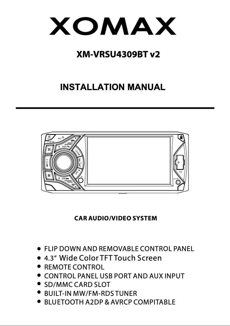 Image de la première page du manuel de l'appareil XM-VRSU4309BT V2