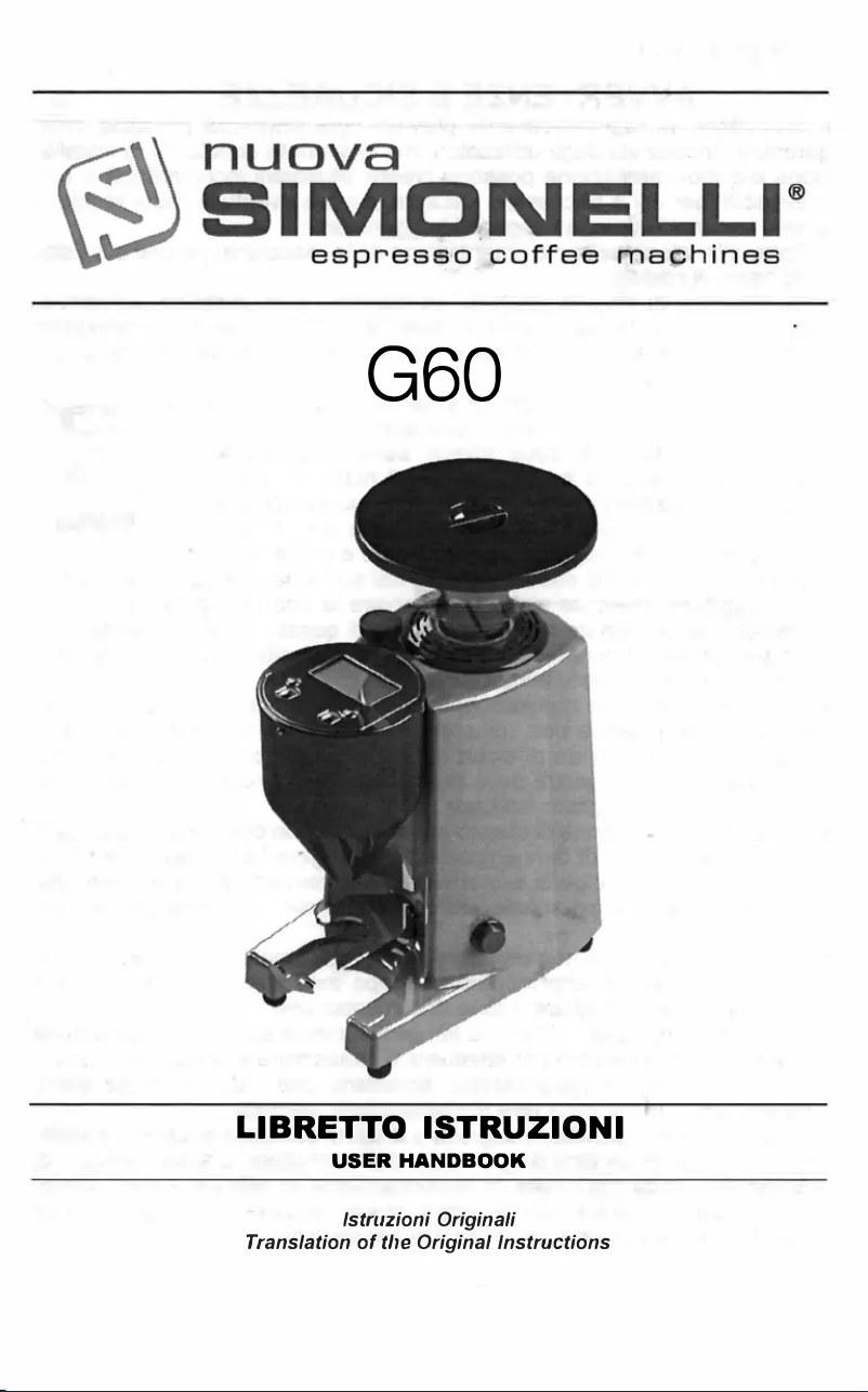 Page 1 de la notice Manuel utilisateur Nuova Simonelli G60