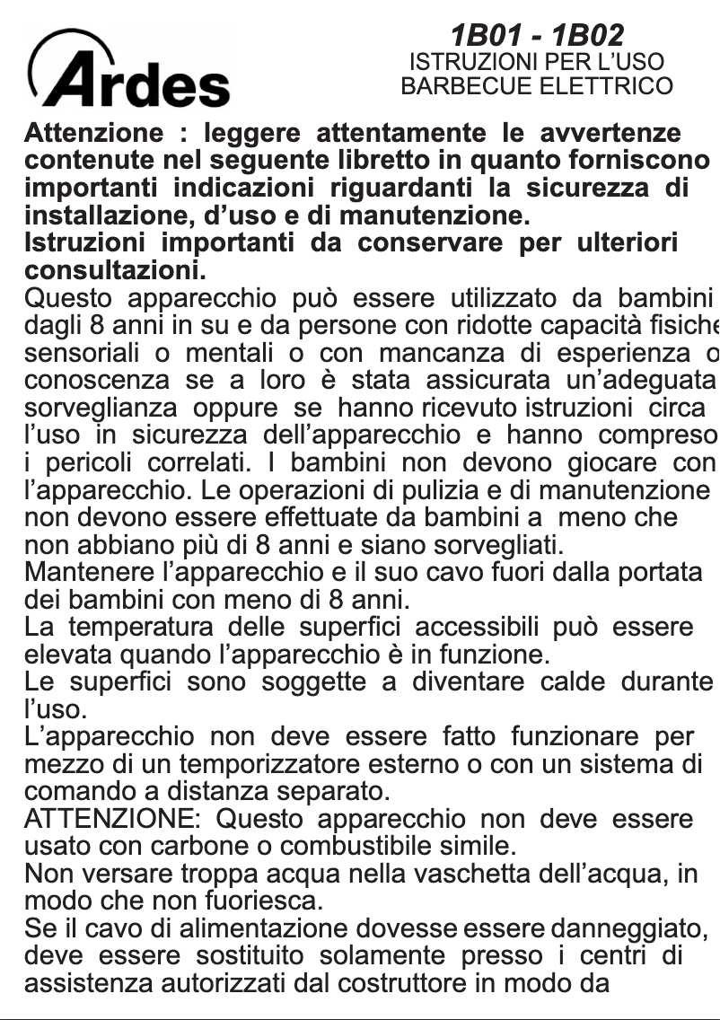 Page 1 de la notice Manuel utilisateur Ardes AR1B01