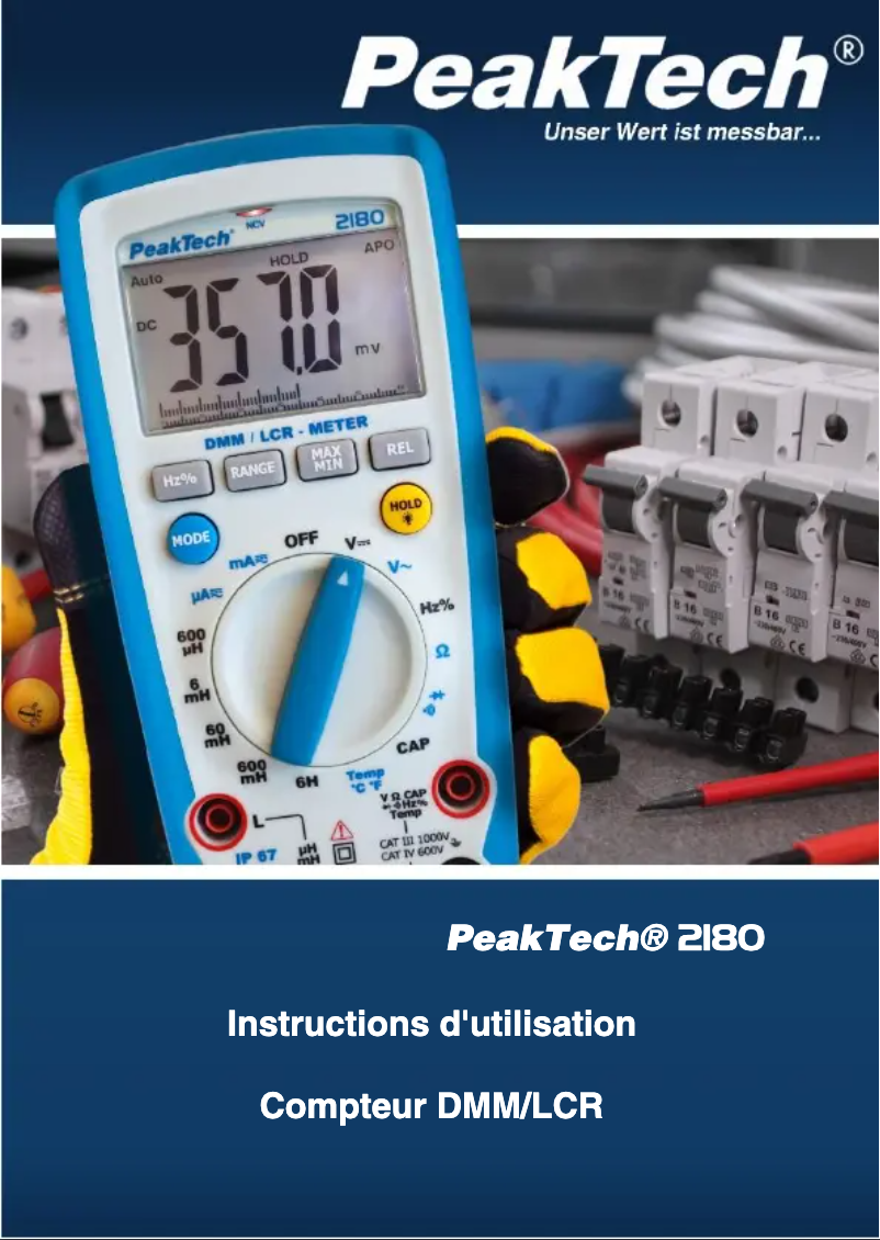 Page 1 de la notice Manuel utilisateur PeakTech 2180