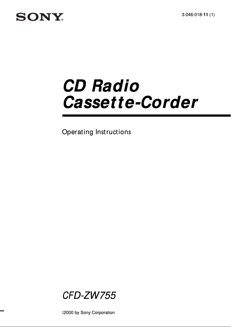 Página 1 del manual Manual de usuario Sony CFD-ZW755