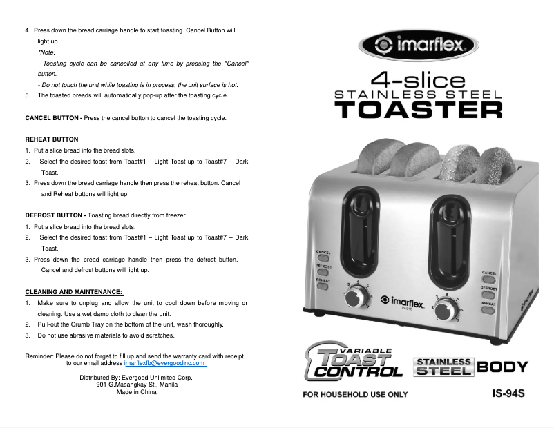 Image de la première page du manuel de l'appareil IS-94S