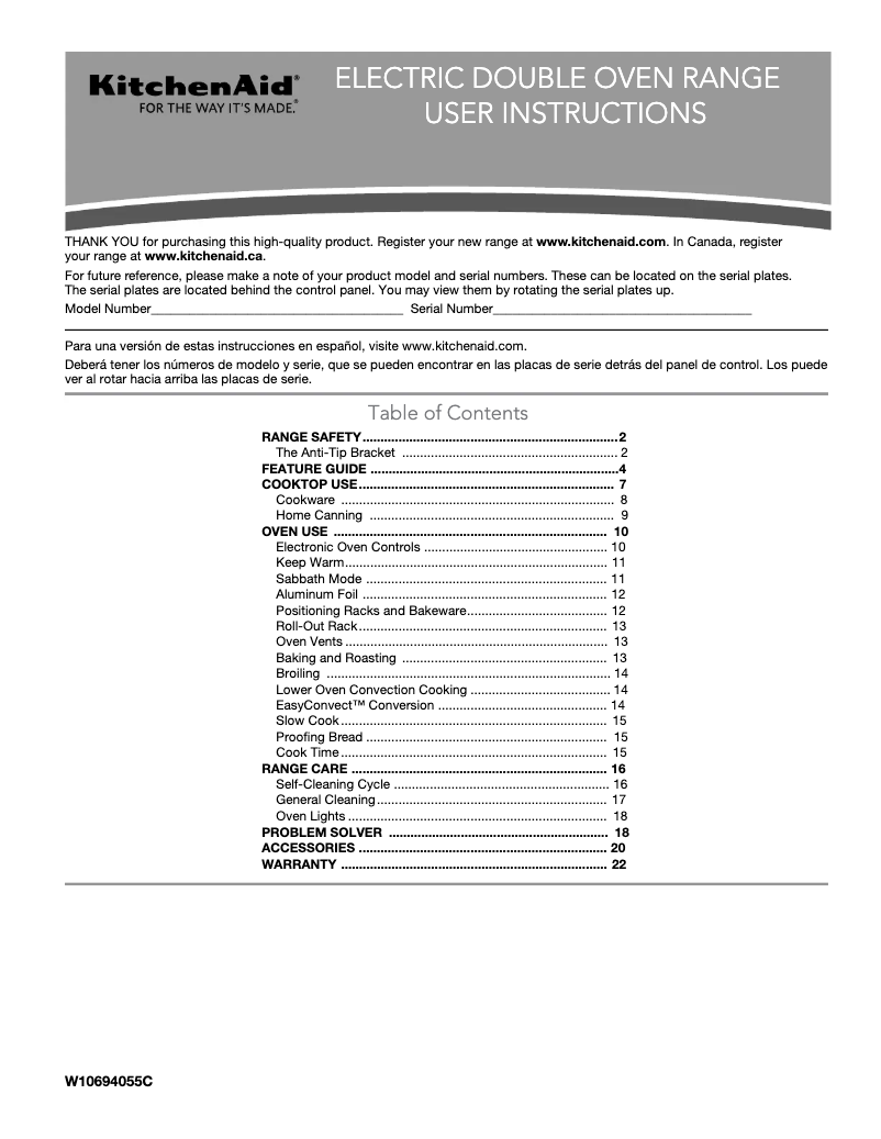 Page 1 de la notice Manuel utilisateur KitchenAid KFED500EBS