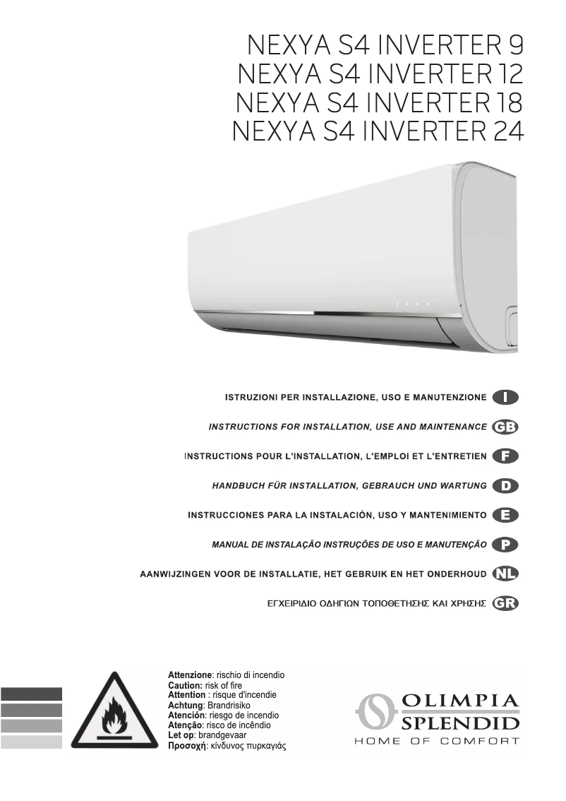 Page 1 de la notice Manuel utilisateur Olimpia Splendid Nexya S4 Inverter 9