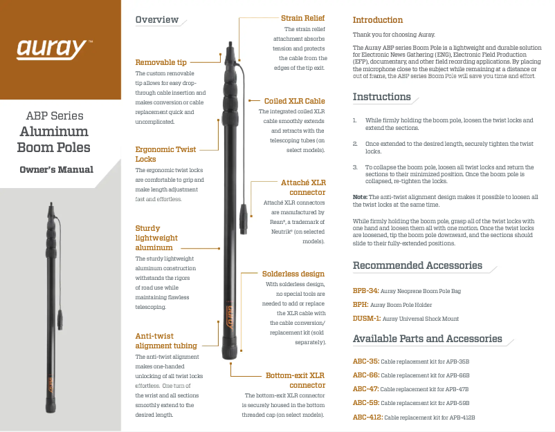 Page 1 de la notice Manuel utilisateur Auray ABP-35N