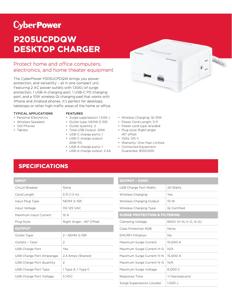 Page 1 de la notice Manuel utilisateur CyberPower P205UCPDQW