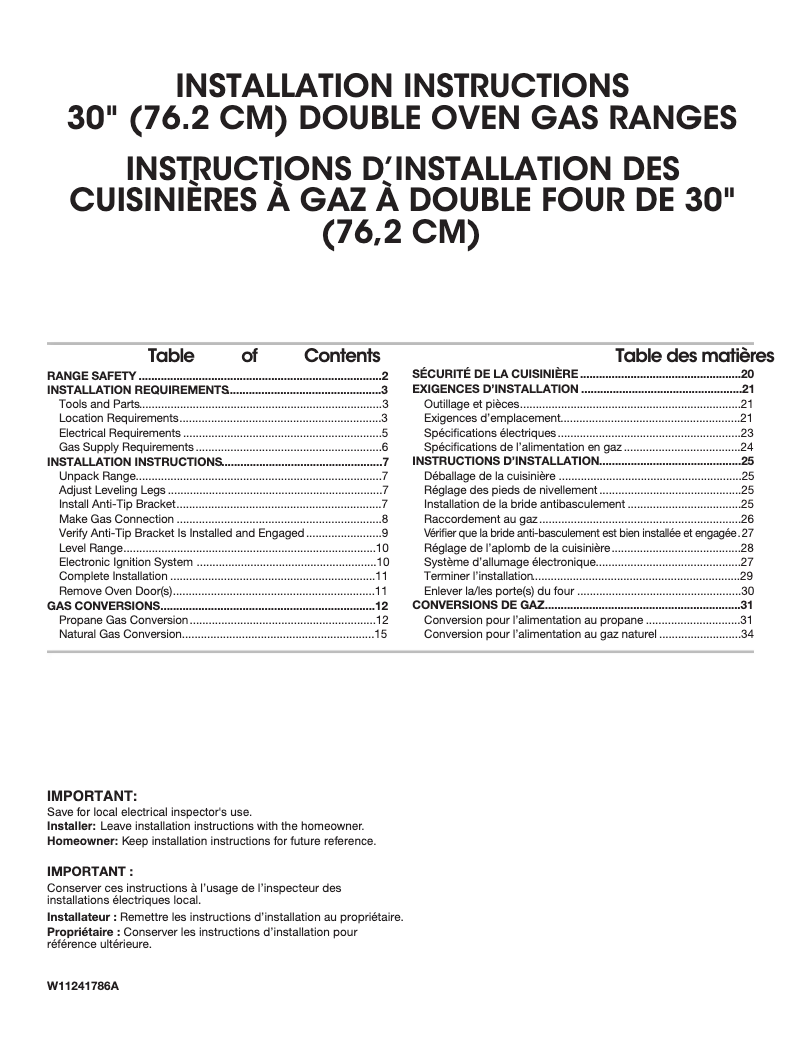 Page 1 de la notice Guide d'installation KitchenAid KFGD500EWH