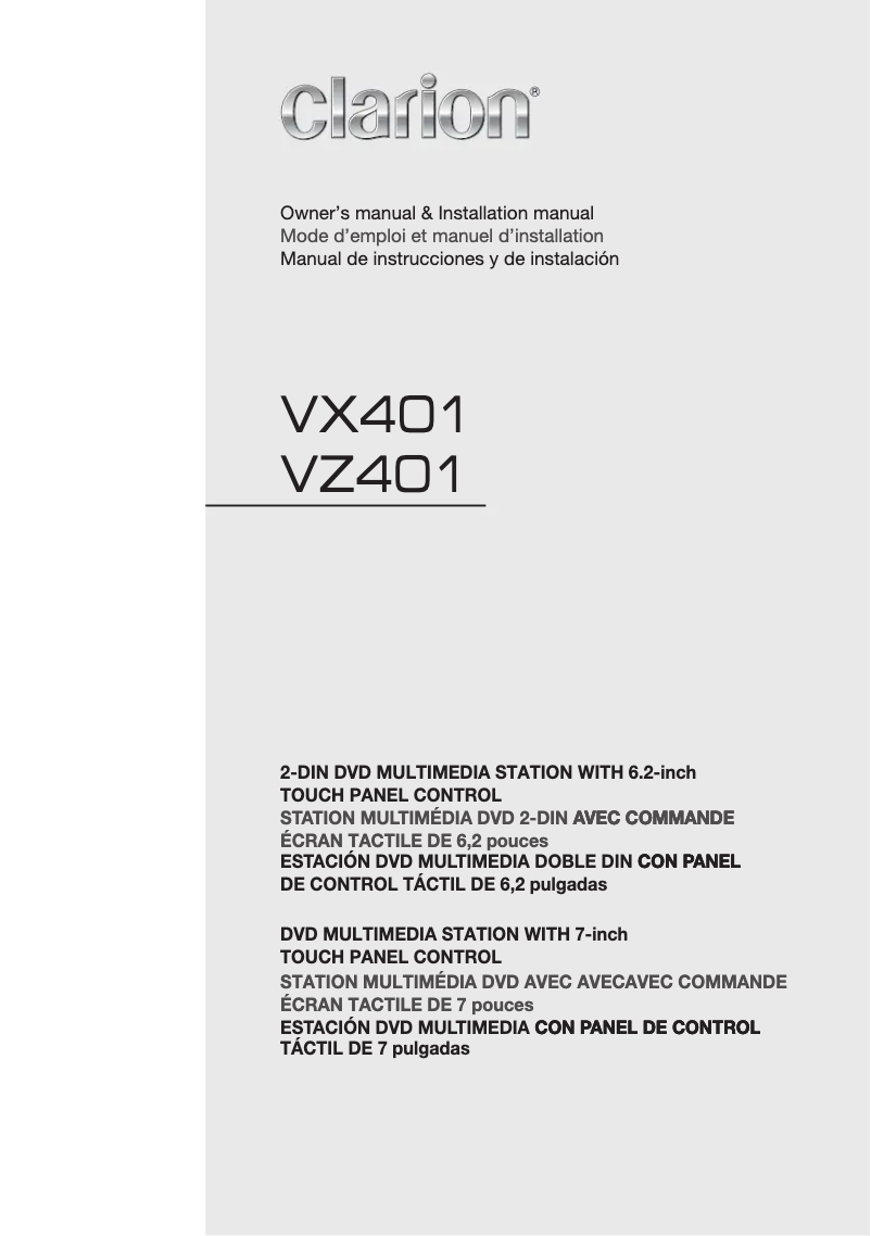 Image de la première page du manuel de l'appareil VX401