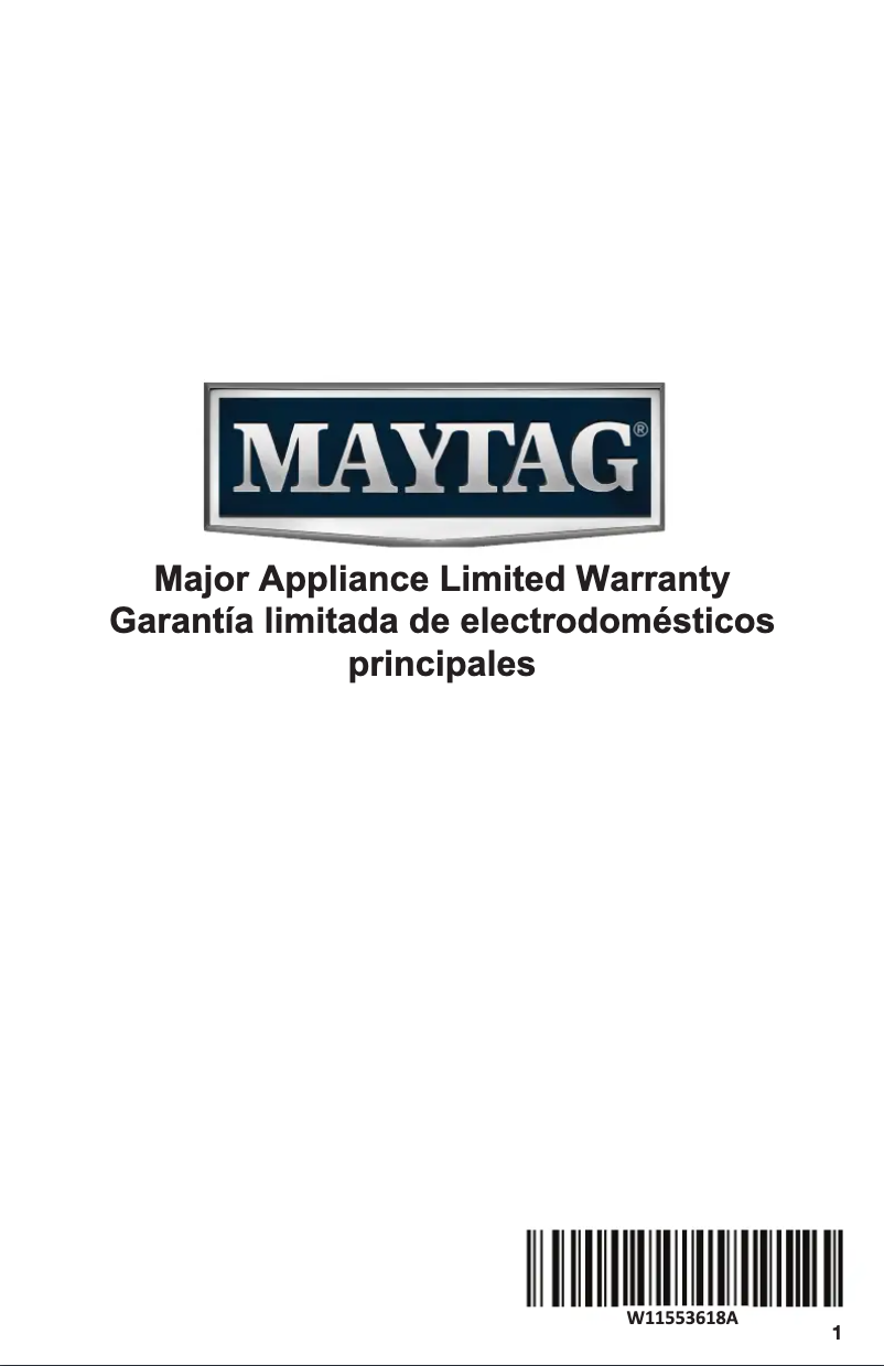 Página 1 del manual Información de garantía Maytag MMV4207JW