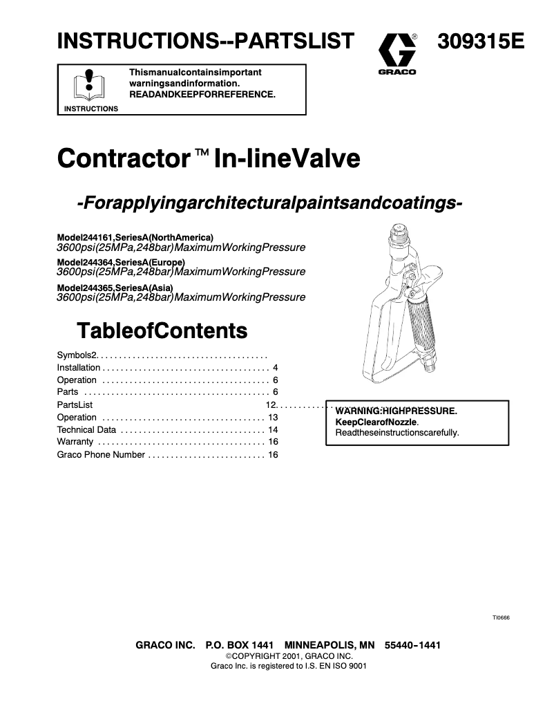Page n°1 - Manuel utilisateur Graco 244161