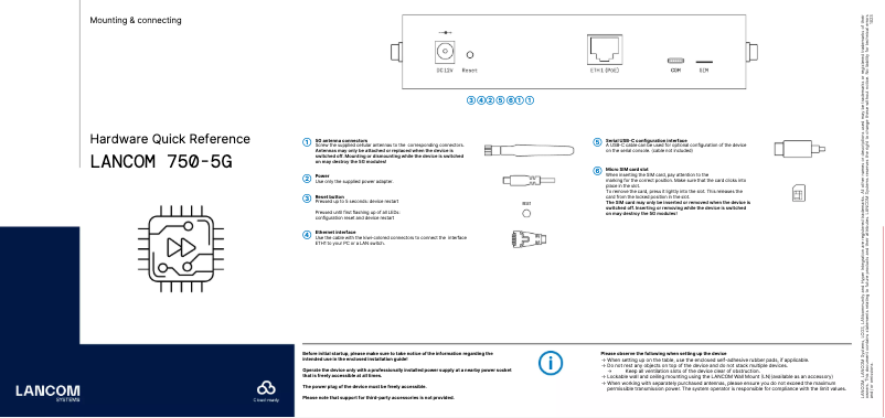 Page n°1 - Manuel utilisateur Lancom 750-5G