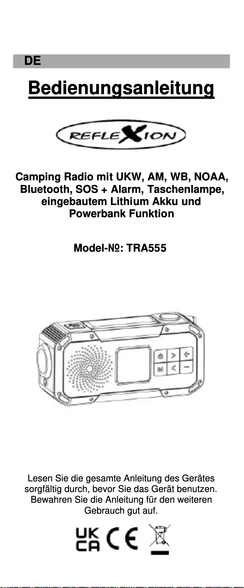 Image de la première page du manuel de l'appareil TRA555