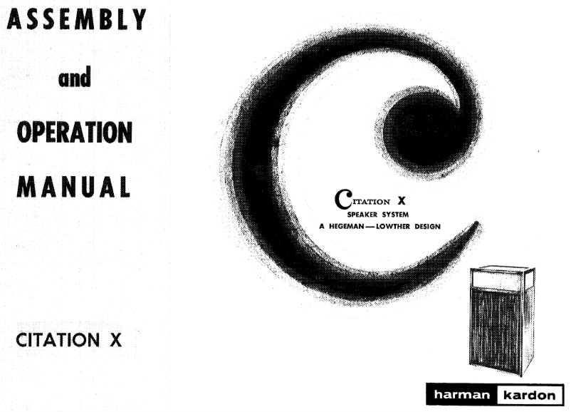 Page n°1 - Manuel utilisateur Harman Kardon Citation X