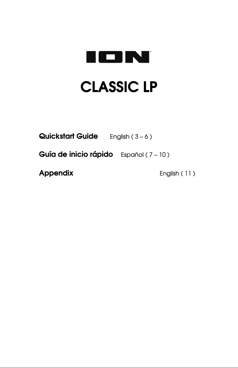 Page n°1 - Guide de démarrage rapide ION Classic LP