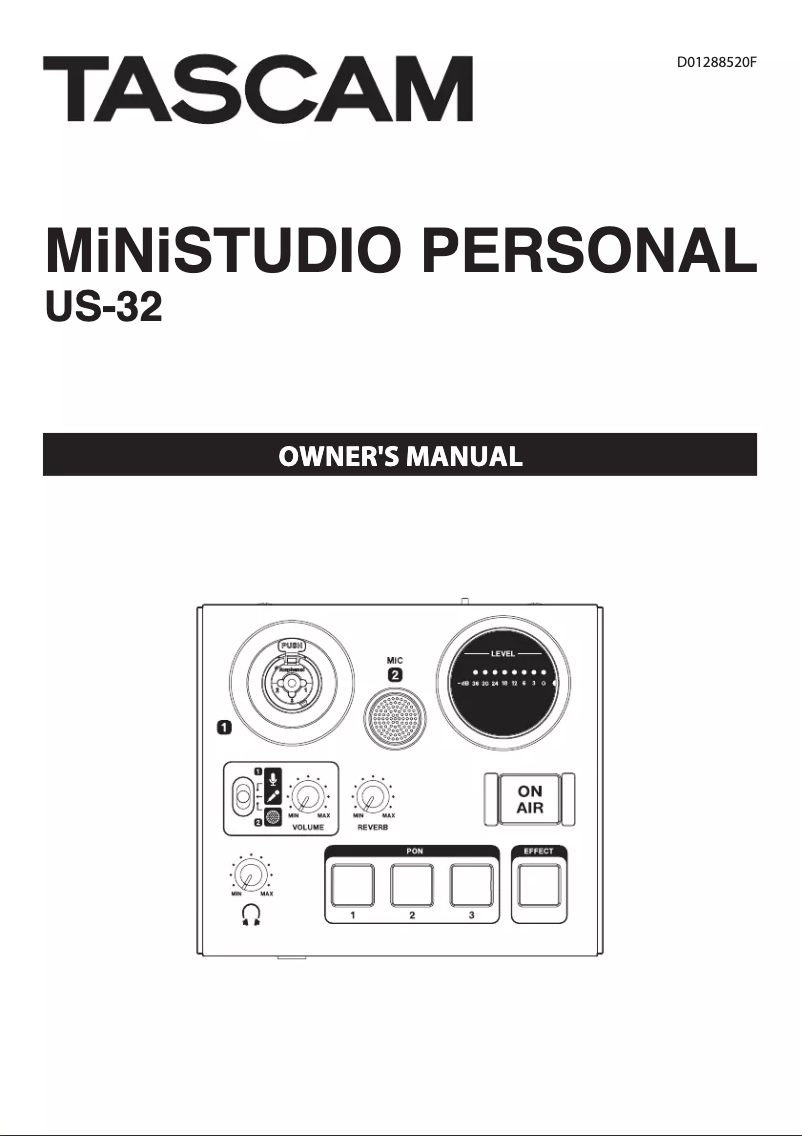Page 1 de la notice Manuel utilisateur Tascam MiNiSTUDIO Personal US-32