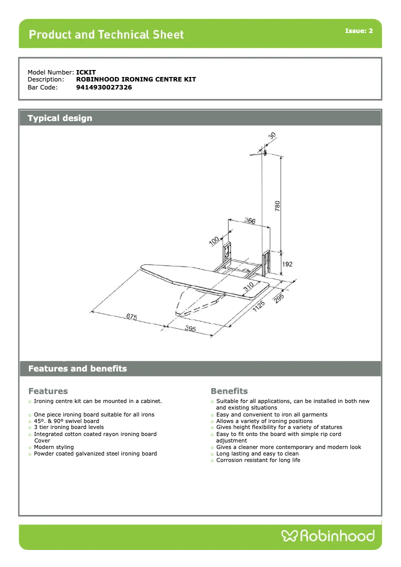 Page n°1 - Fiche technique Robinhood ICSMK