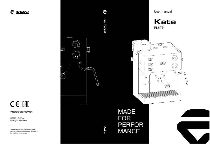 Page n°1 - Manuel utilisateur Lelit Kate PL82T