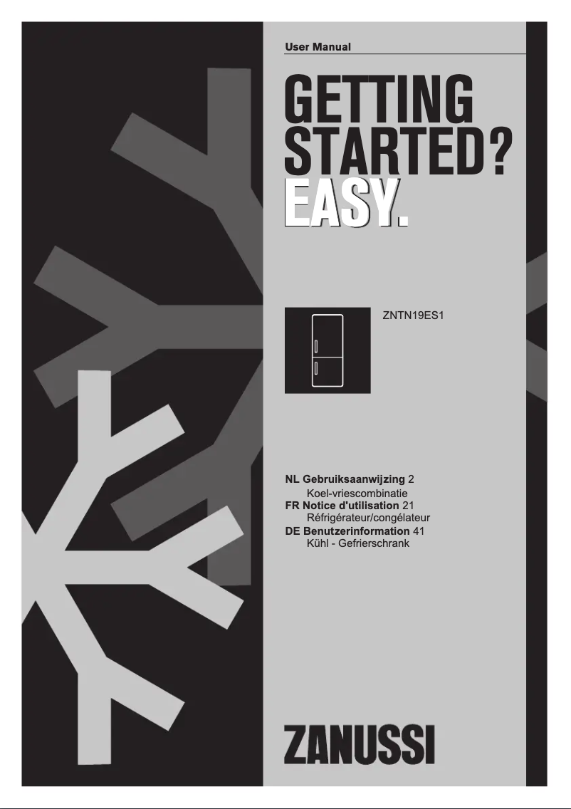 Page 1 de la notice Manuel utilisateur Zanussi ZNTN19ES1